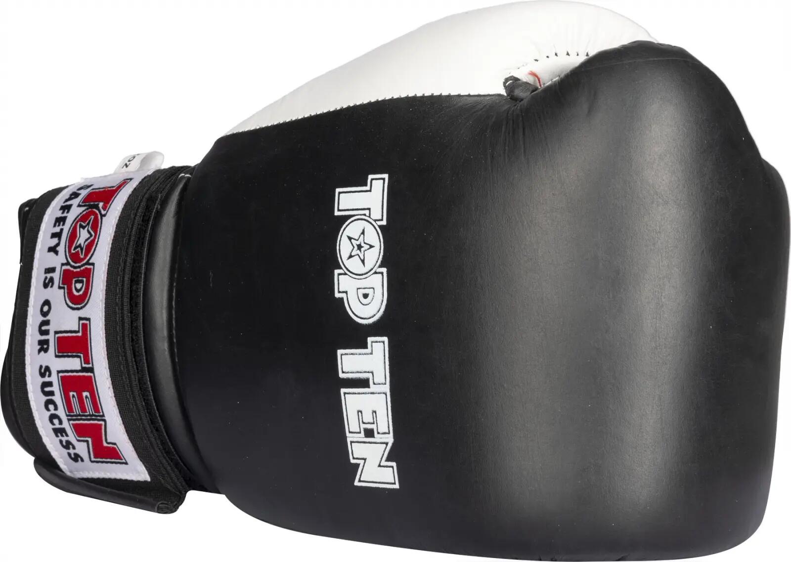 Manusi de box "Pro", Top Ten, Negru/Alb, 10 OZ 7/7