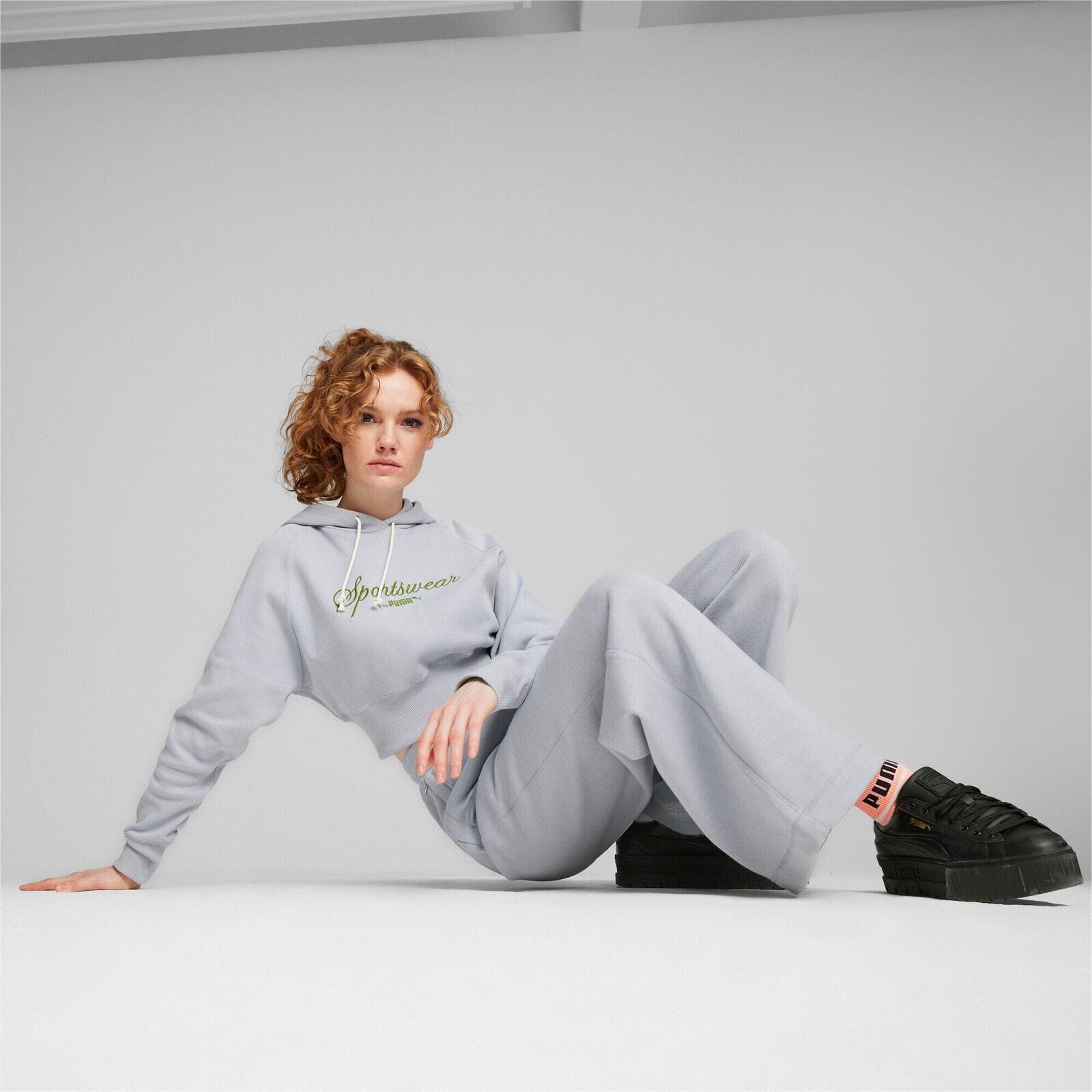 Hoodie Puma Classics Relaxed Cropped, Cinza, Mulheres 3/5