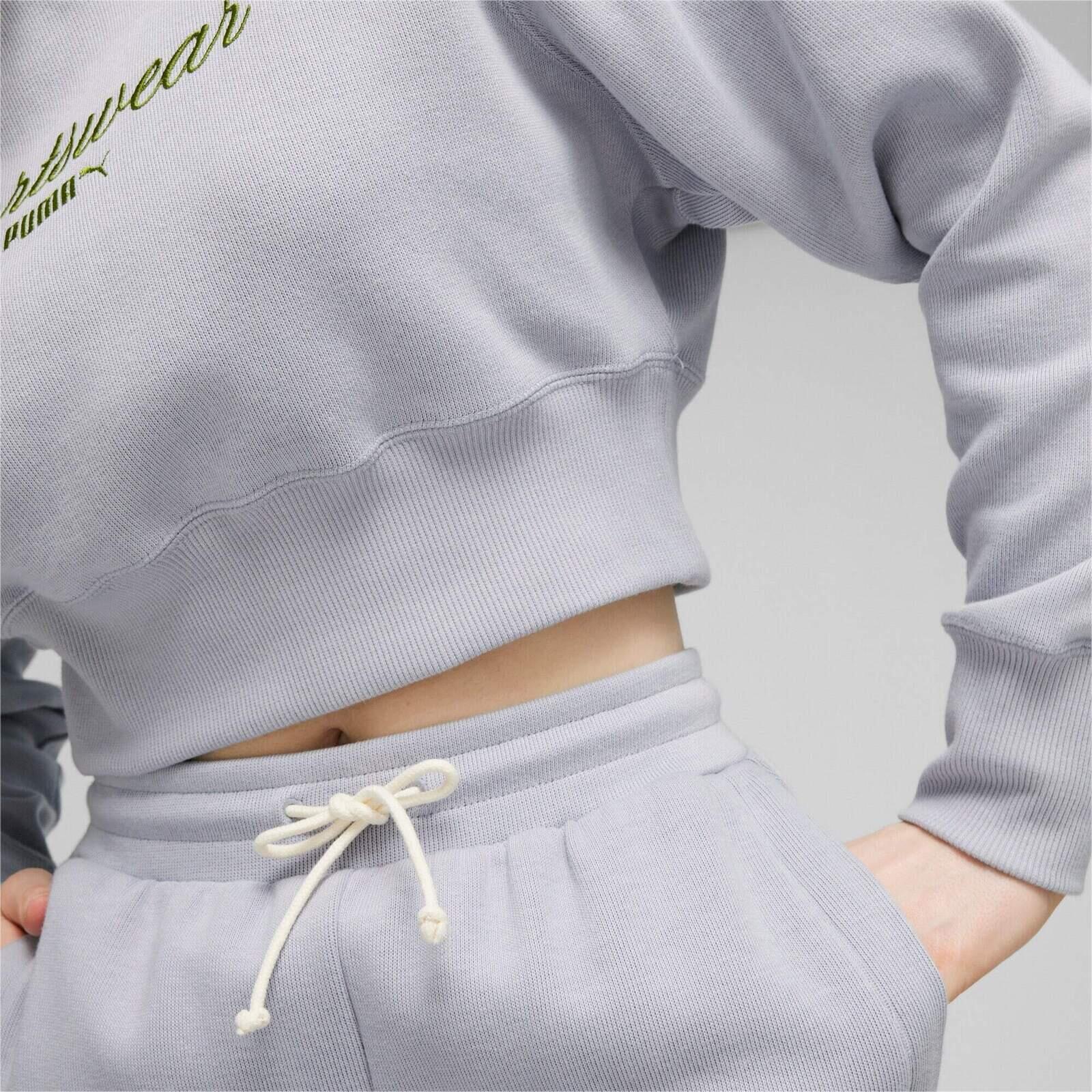 Hoodie Puma Classics Relaxed Cropped, Cinza, Mulheres 4/5