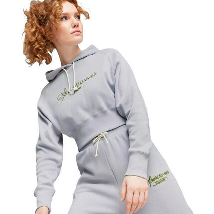 Sudadera Puma Classics Relaxed Cropped, Gris, Mujer