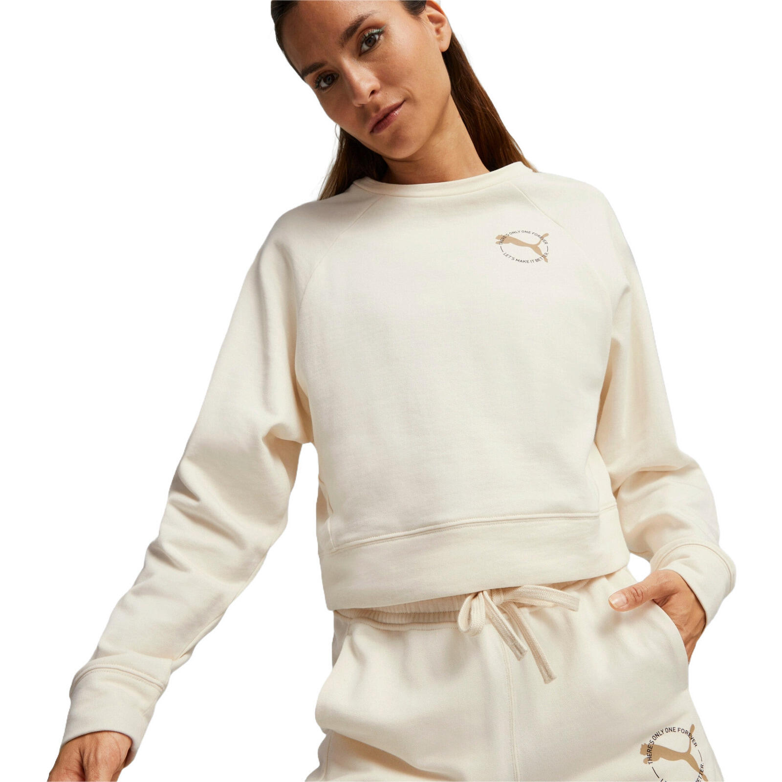 PUMA Camisola Puma Better Sportswear Crew, Bege, Mulheres