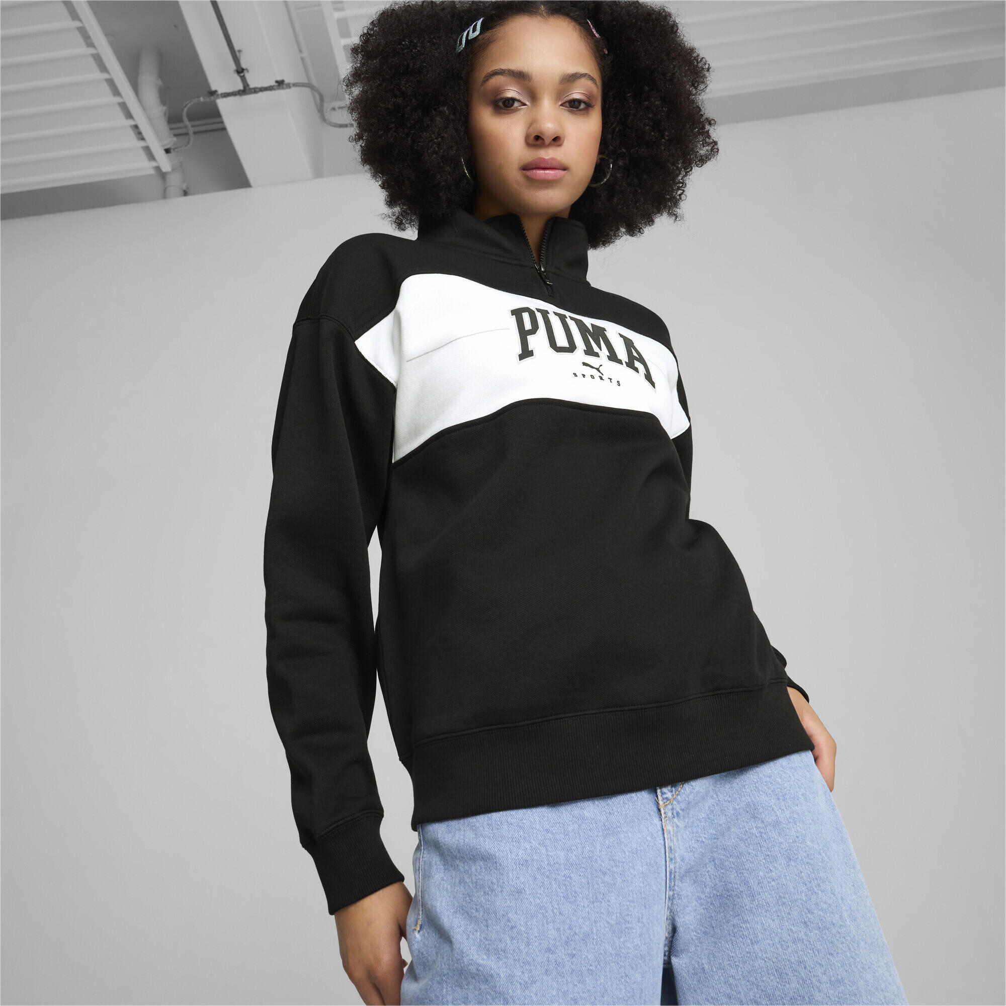PUMA SQUAD Hoodie mit viertellangem Reißverschluss Damen PUMA Black 3/8
