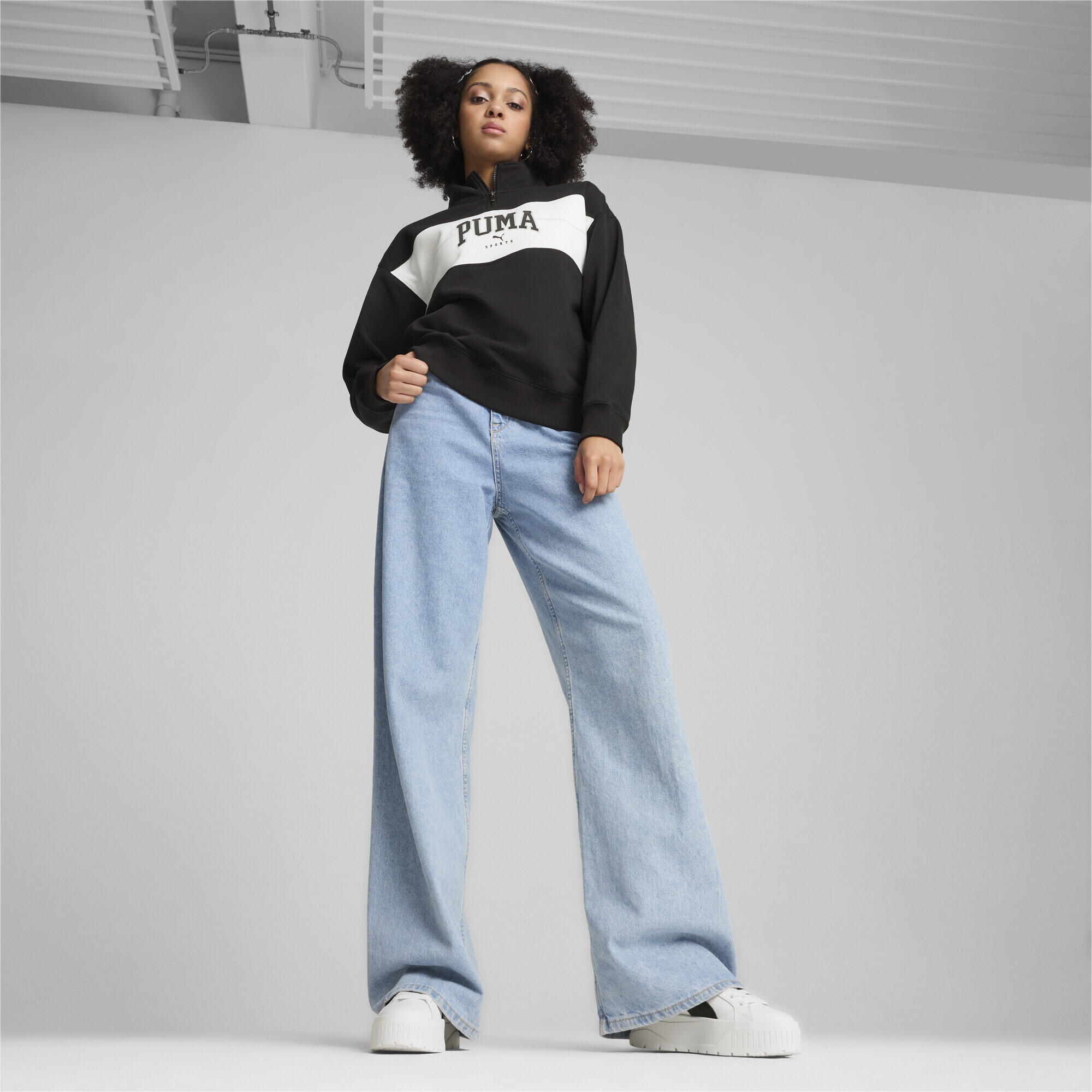 PUMA SQUAD Hoodie mit viertellangem Reißverschluss Damen PUMA Black 5/8