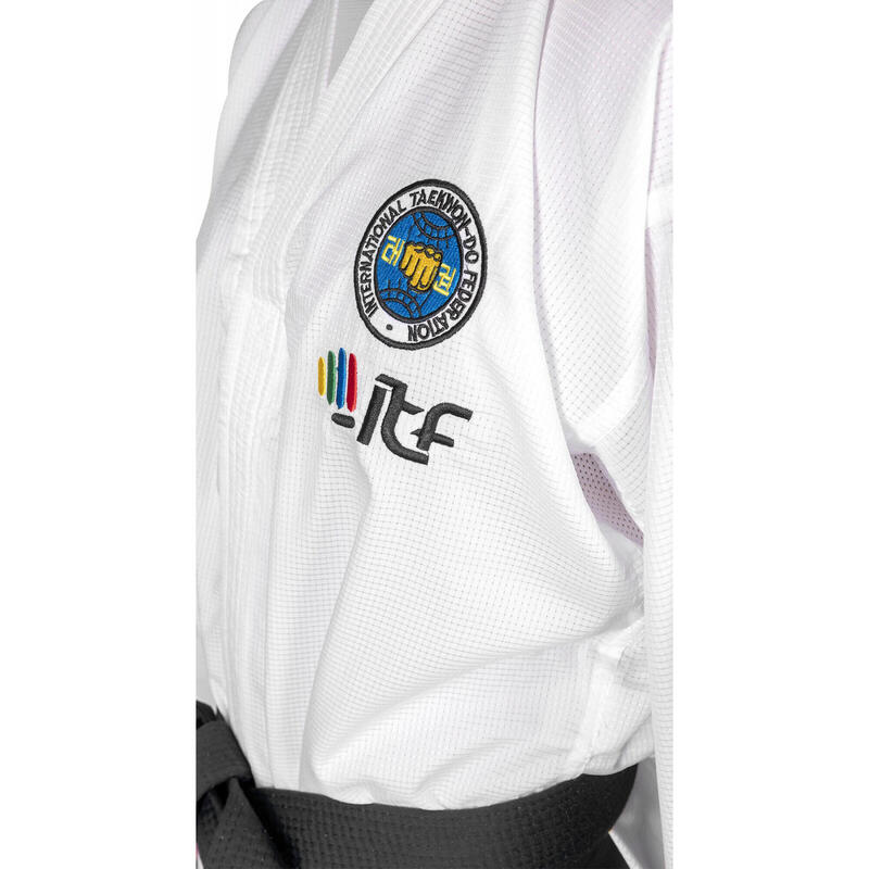 Dobok Instructor, Diamond, aprobat ITF, Top Ten, Alb, 4-6 Dan, 180cm