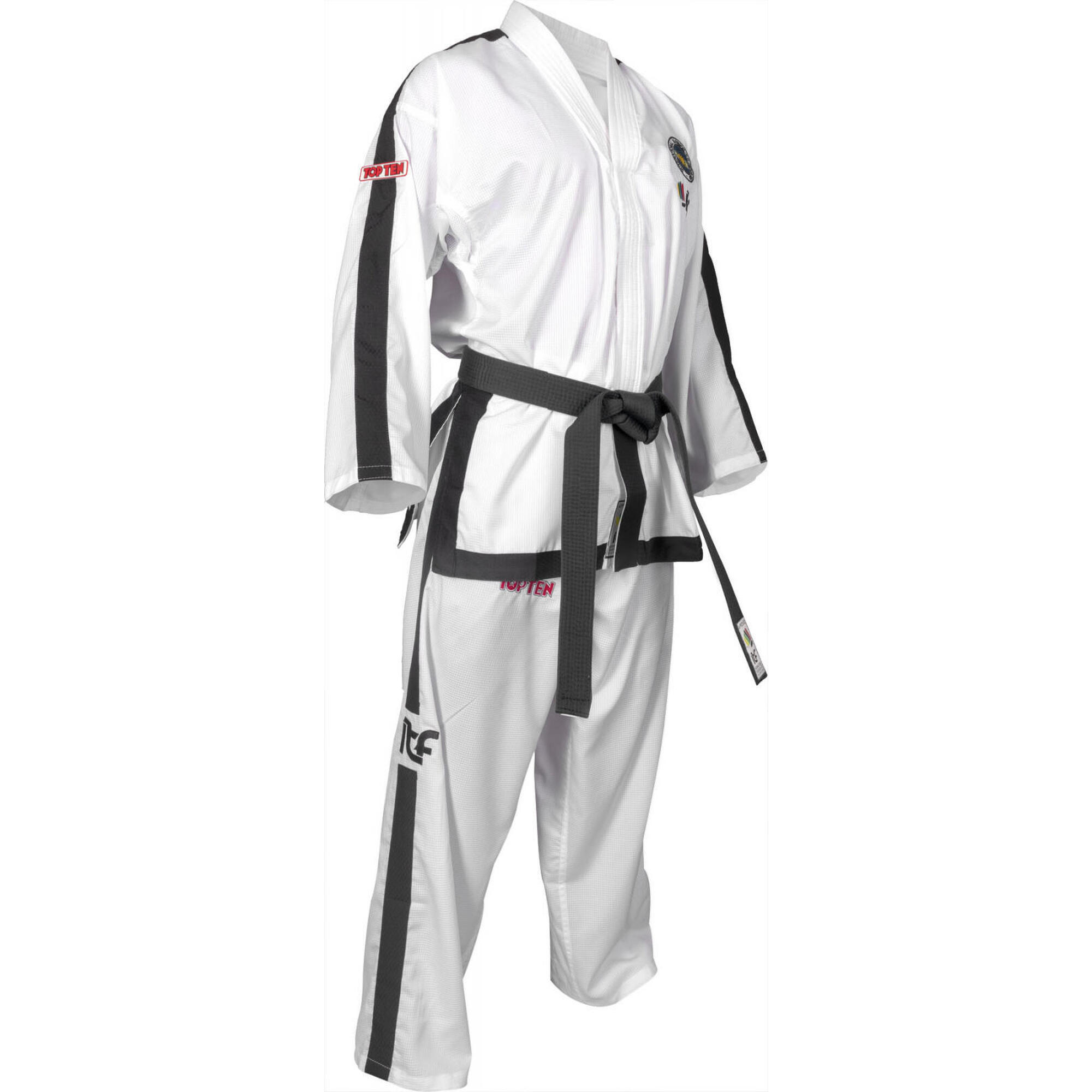Dobok Instructor, Diamond, aprobat ITF, Top Ten, Alb, 4-6 Dan, 180cm