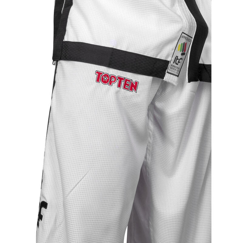 Dobok Instructor, Diamond, aprobat ITF, Top Ten, Alb, 4-6 Dan, 180cm