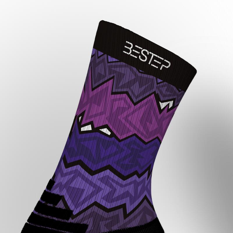 Calcetín Caña Alta Wooh Deportivo Unisex Bestep Morado Técnico Ajustable 3/5