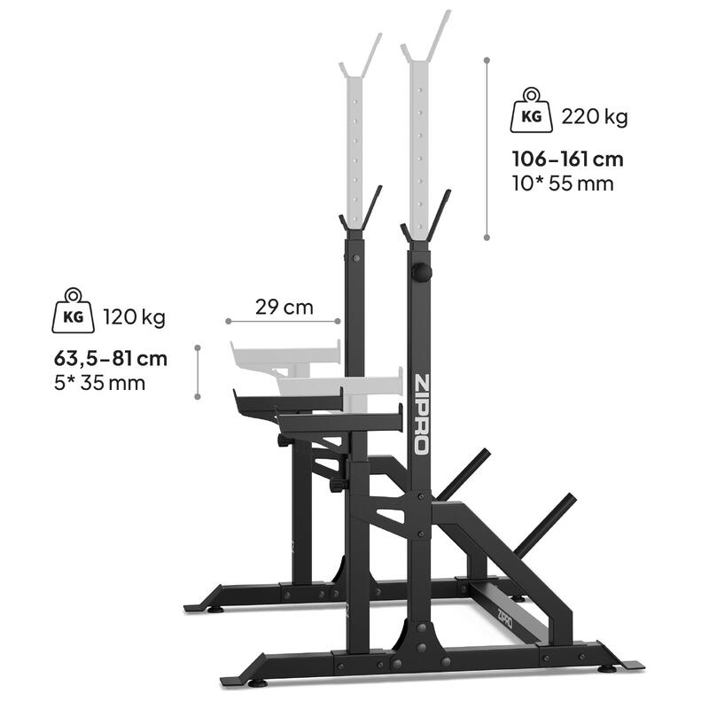 Soporte de barra Zipro LIFT con zona de aseguramiento y carga