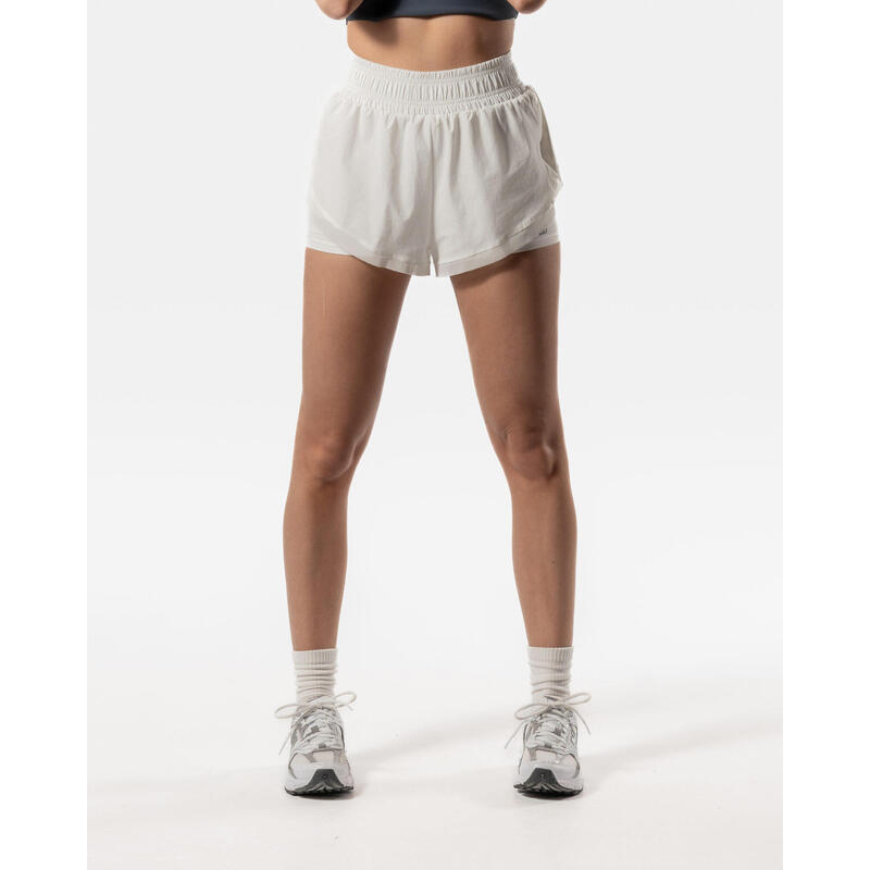 Short 2 en 1 pour femmes - Fitness Cardio ou Running - Blanc