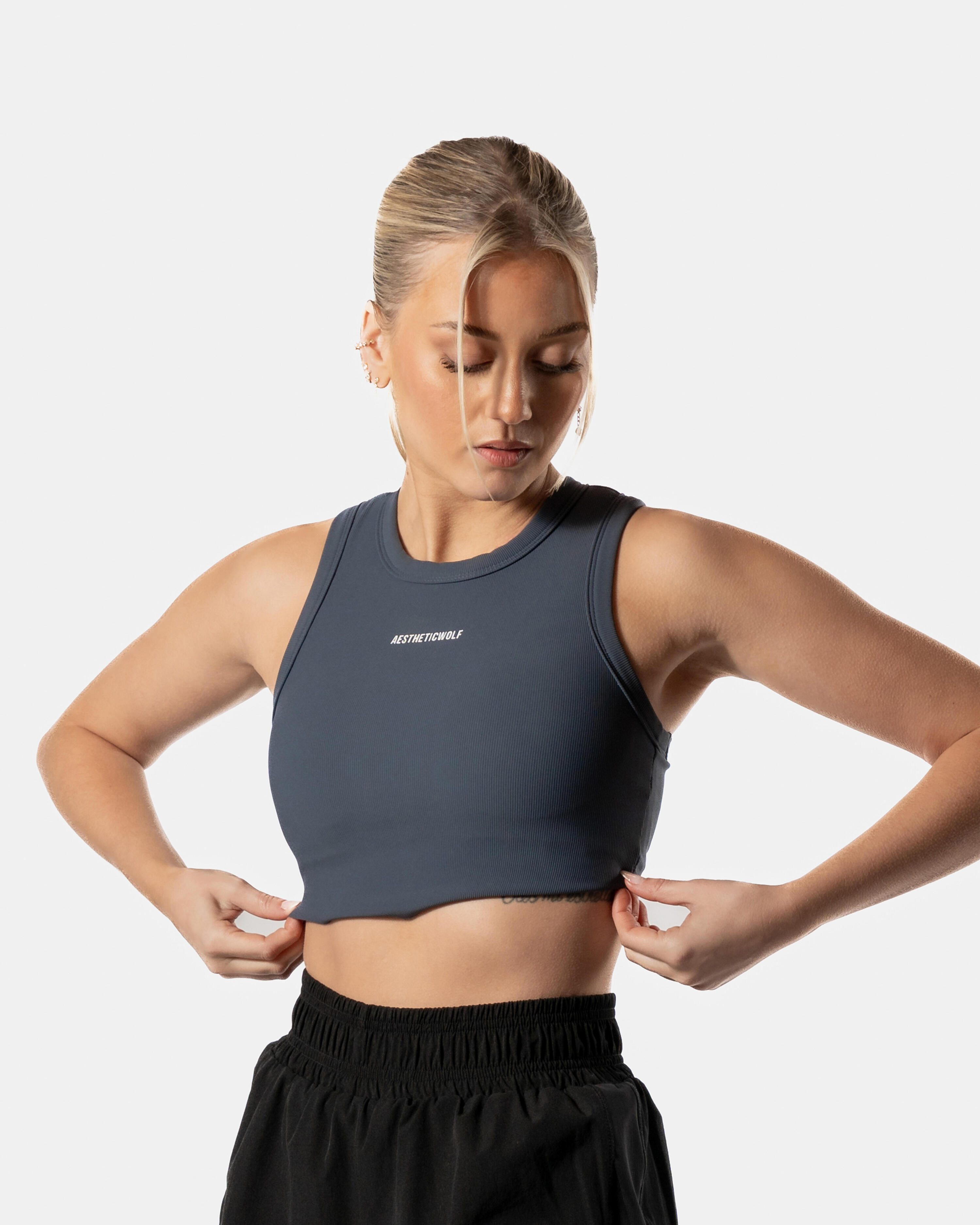 Soutien-gorge de sport dos nageur avec col montant - River Blue 4/6