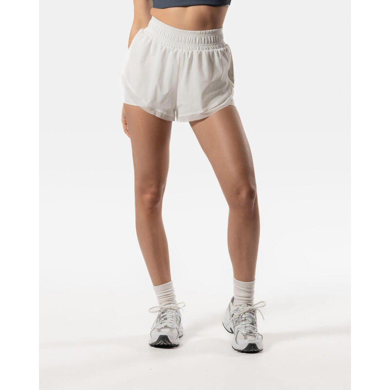 Pantalón Corto Mujer 2 en 1 Fitness Cardio o Running - Blanco