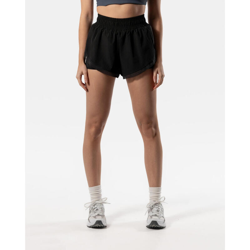 Short 2 en 1 pour femmes - Fitness Cardio ou Running - Noir