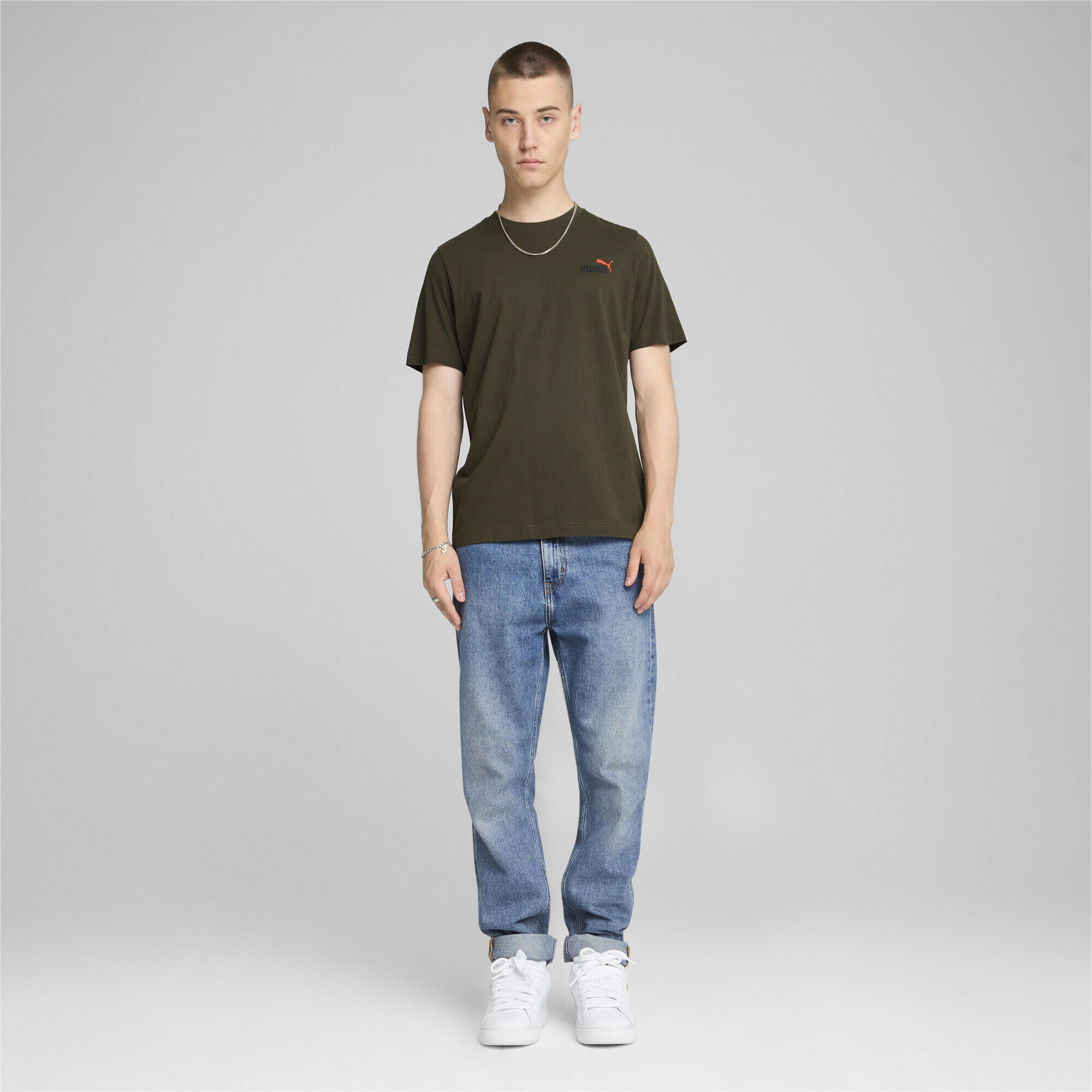 T-shirt Essentials+ Two-Colour Small Logo da uomo PUMA Dark Olive Green 2/7