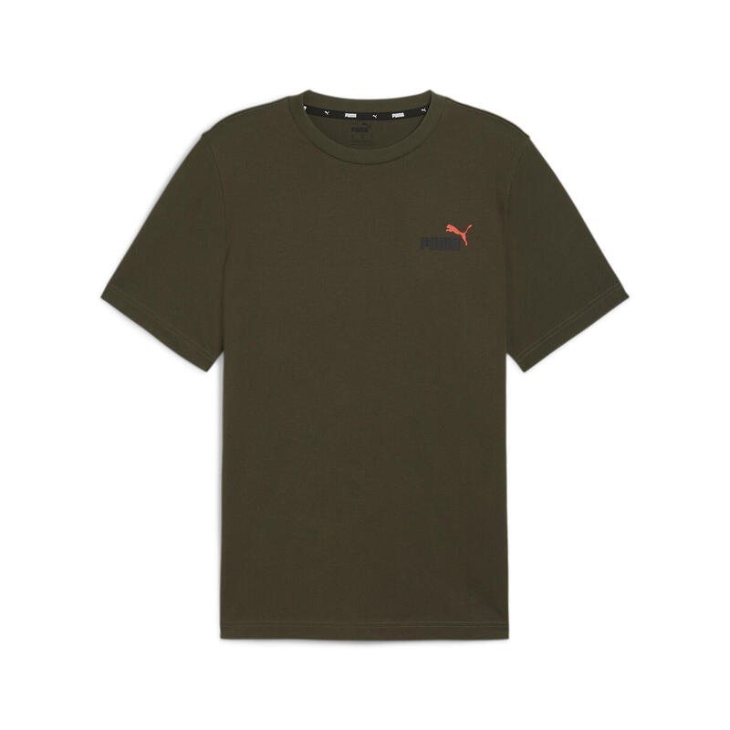 Essentials+ T-shirt met klein, tweekleurig logo voor heren PUMA Dark Olive Green