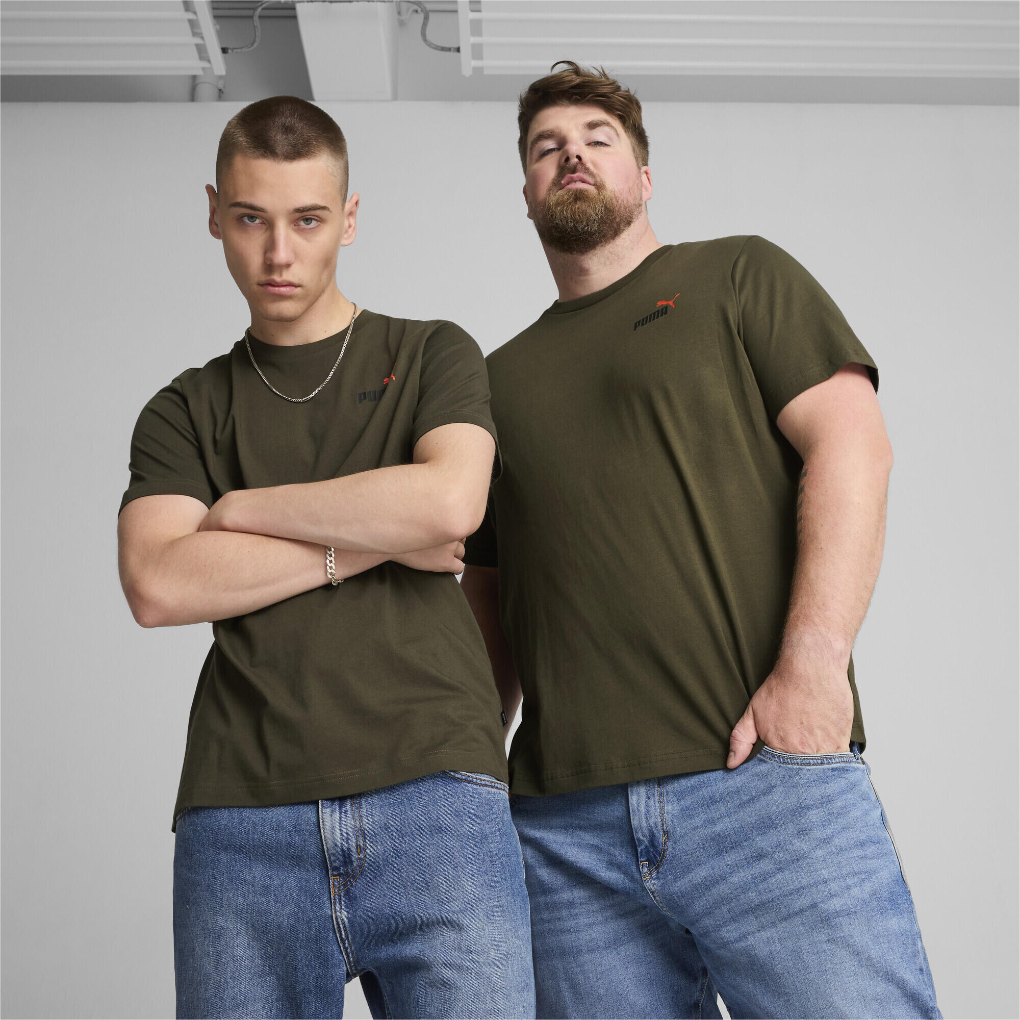 T-shirt Essentials+ Two-Colour Small Logo da uomo PUMA Dark Olive Green 3/7