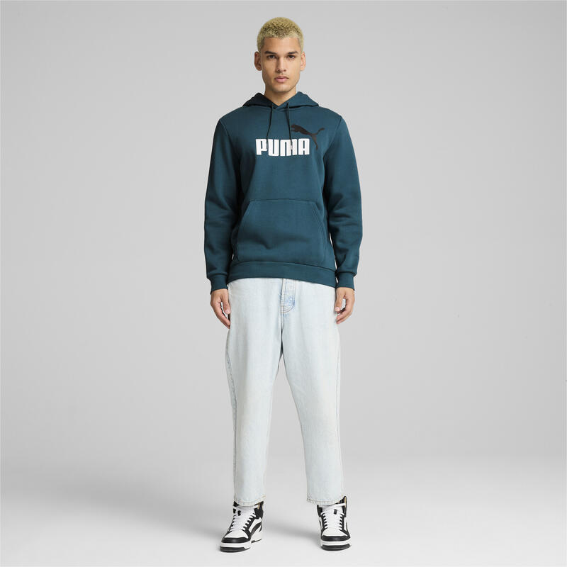 Essentials+ tweekleurige hoodie met groot logo voor heren PUMA Cold Green