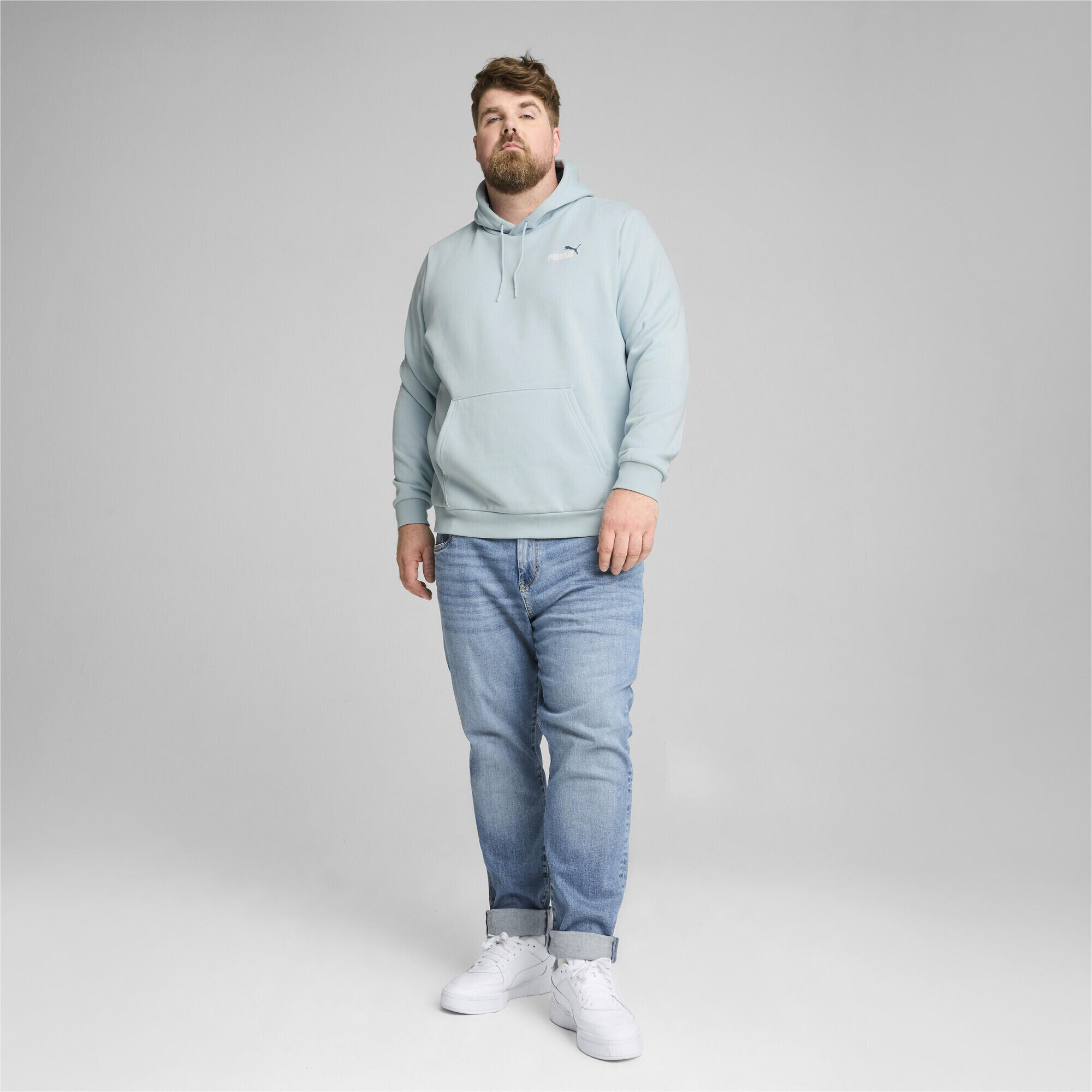 Hoodie à petit logo bicolore Essentials+ Homme PUMA Frosted Dew Blue 4/7