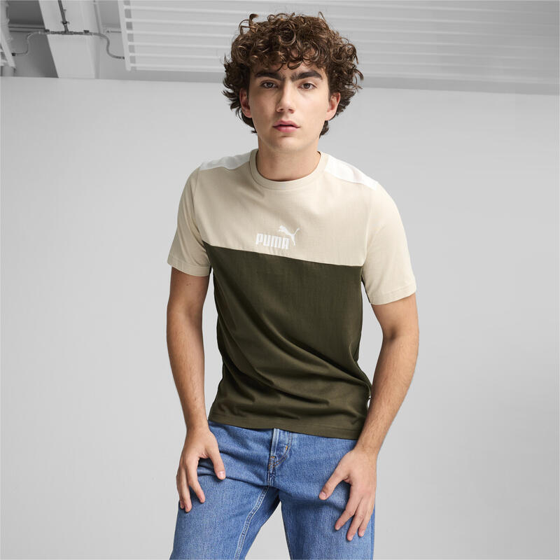 T-shirt Essentials+ Block da uomo PUMA Dark Olive Green