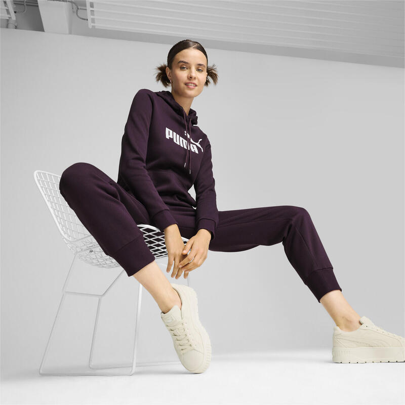 Essentials Logo FL Hoodie Női kapucnis pulóver PUMA Midnight Plum Purple