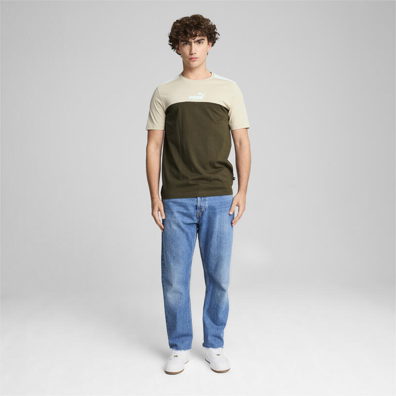 T-shirt Essentials+ Block da uomo PUMA Dark Olive Green