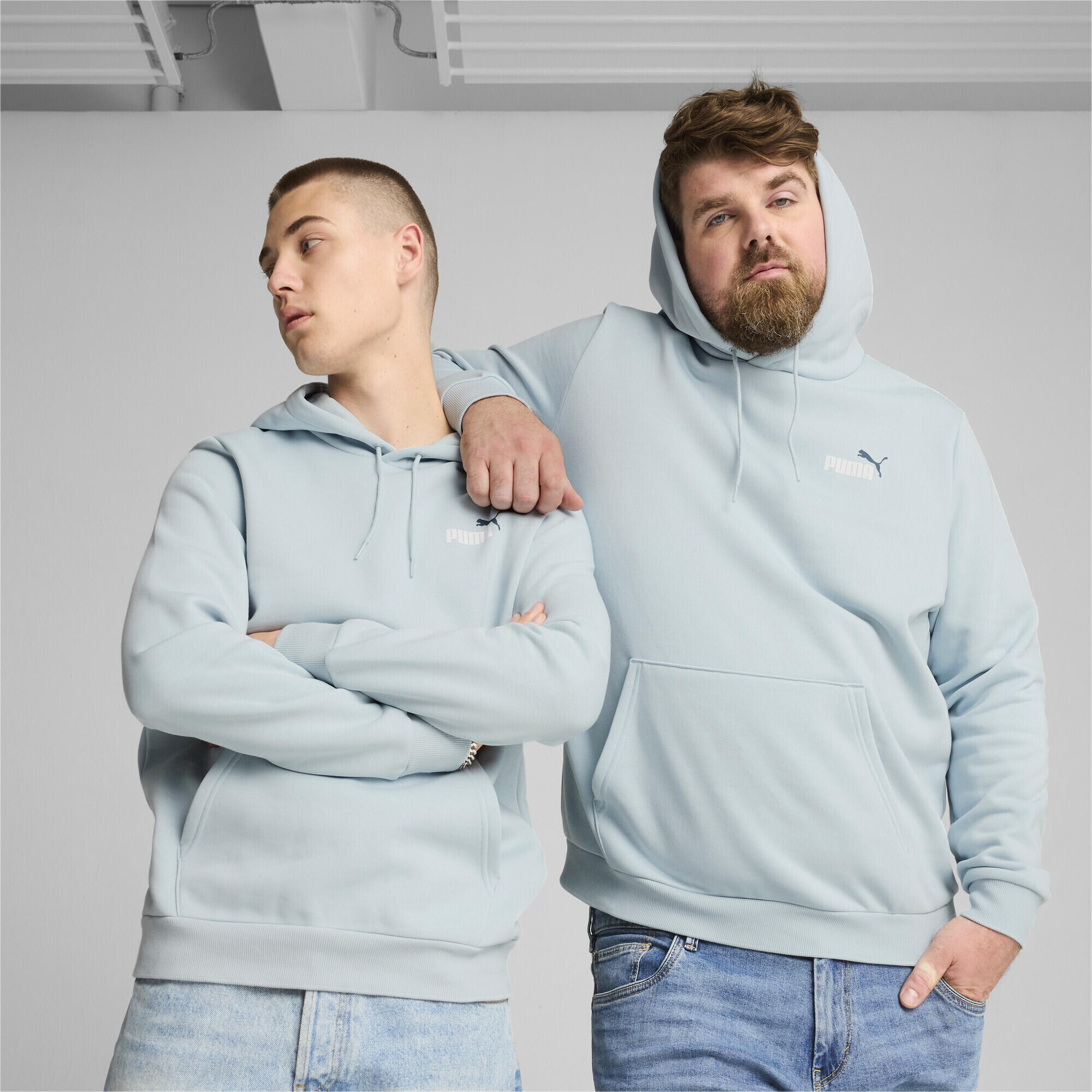Hoodie à petit logo bicolore Essentials+ Homme PUMA Frosted Dew Blue 5/7