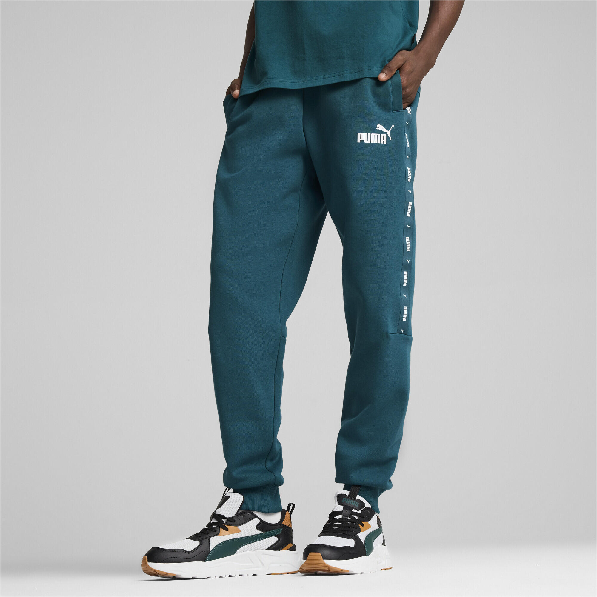 Pantaloni da tuta Essentials+ Tape da uomo PUMA Cold Green 3/7