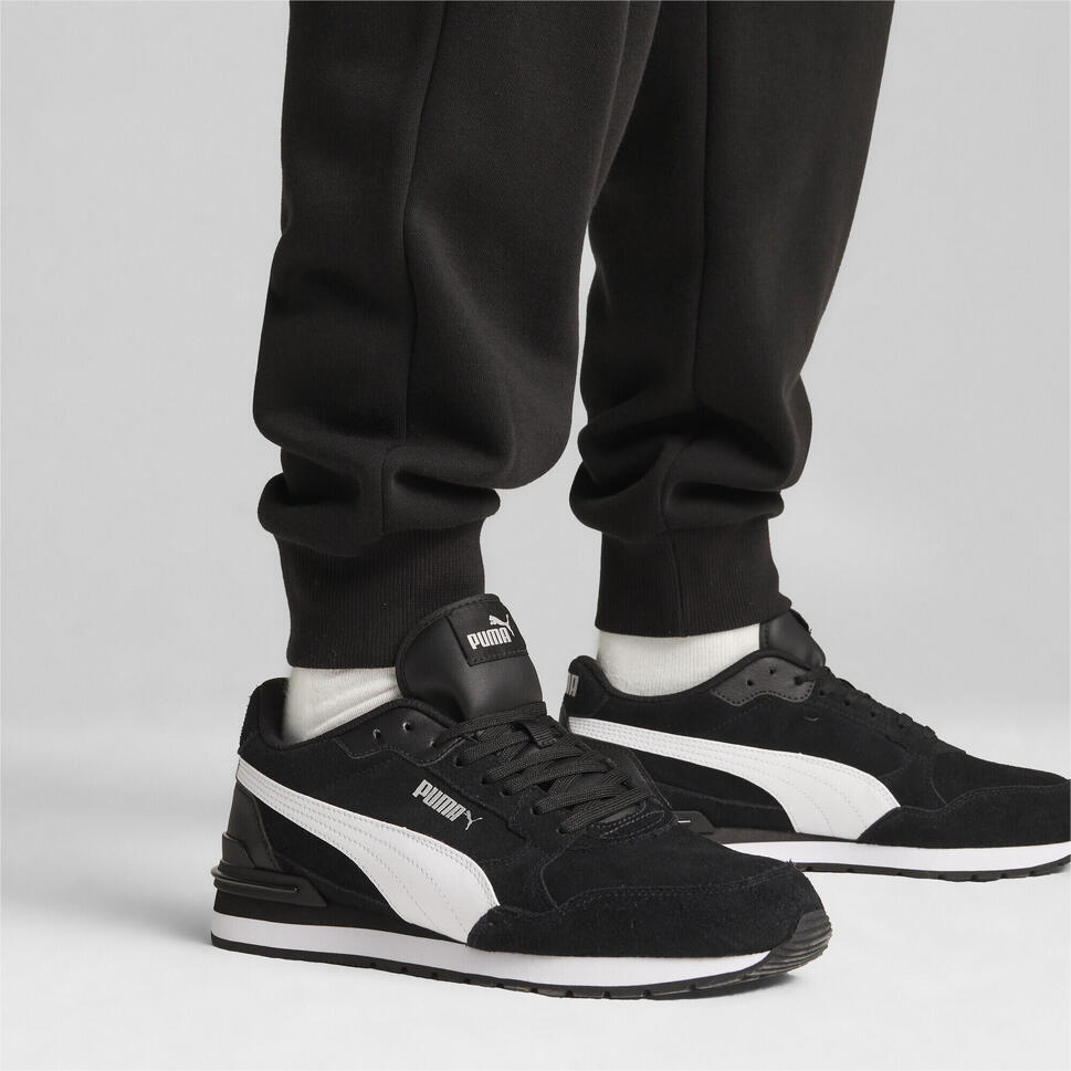 Sneakersy zamszowe unisex ST Runner v4 PUMA Black White Silver Metallic
