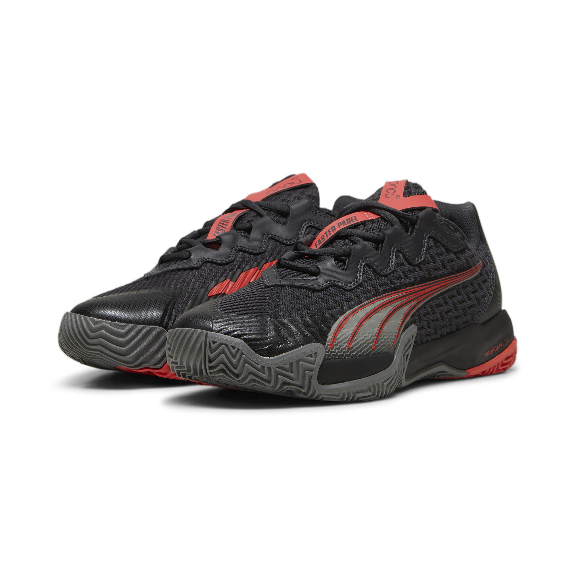 PUMA NOVA Elite padelschoenen PUMA Flat Dark Gray Black Medium Active Red