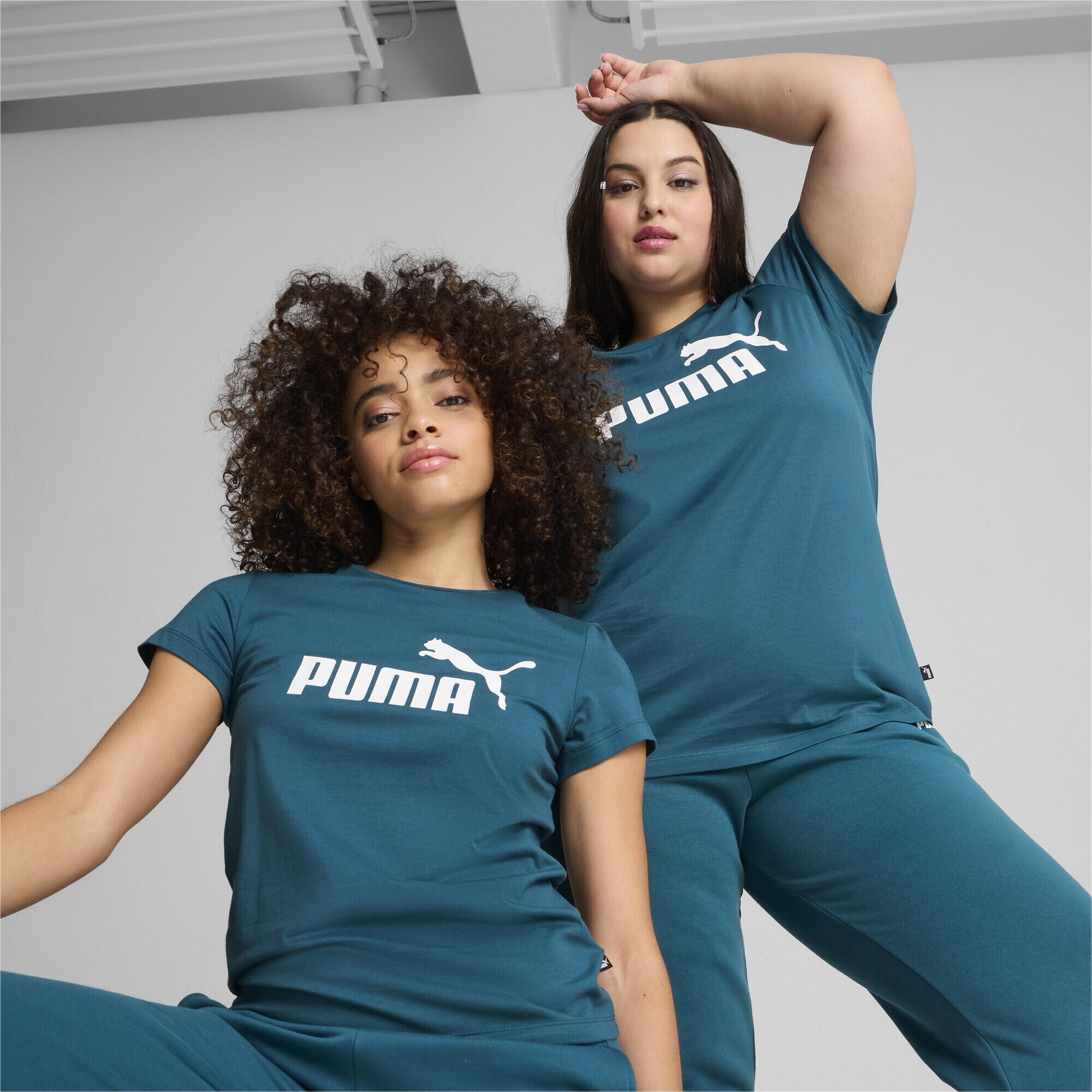 Essentials Logo T-Shirt Damen PUMA Cold Green 3/7