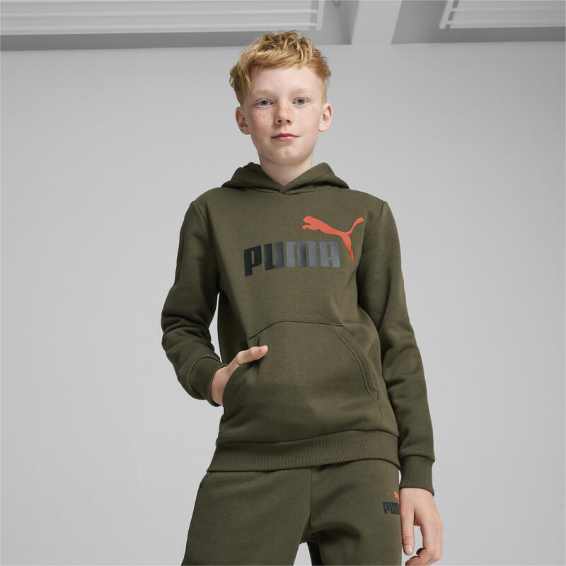 Sudadera con capucha Essentials+ Big Logo bicolor Niño PUMA Dark Olive Green