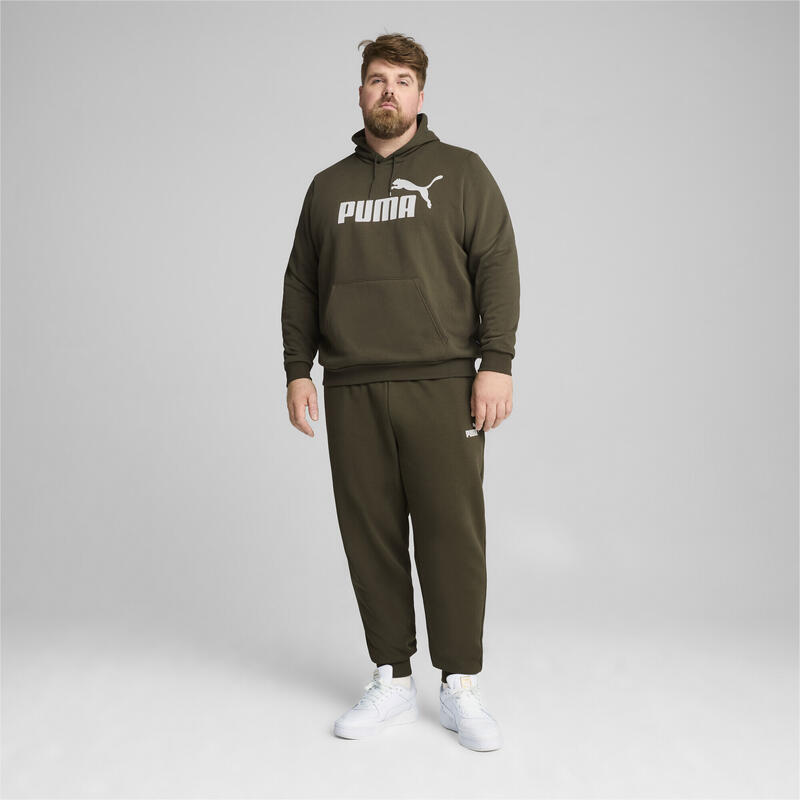 Férfi kapucnis pulóver - Essentials Big Logo PUMA Dark Olive Green