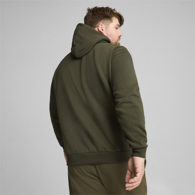 Felpa con cappuccio Essentials con logo grande da uomo PUMA Dark Olive Green