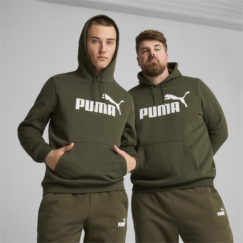 Felpa con cappuccio Essentials con logo grande da uomo PUMA Dark Olive Green