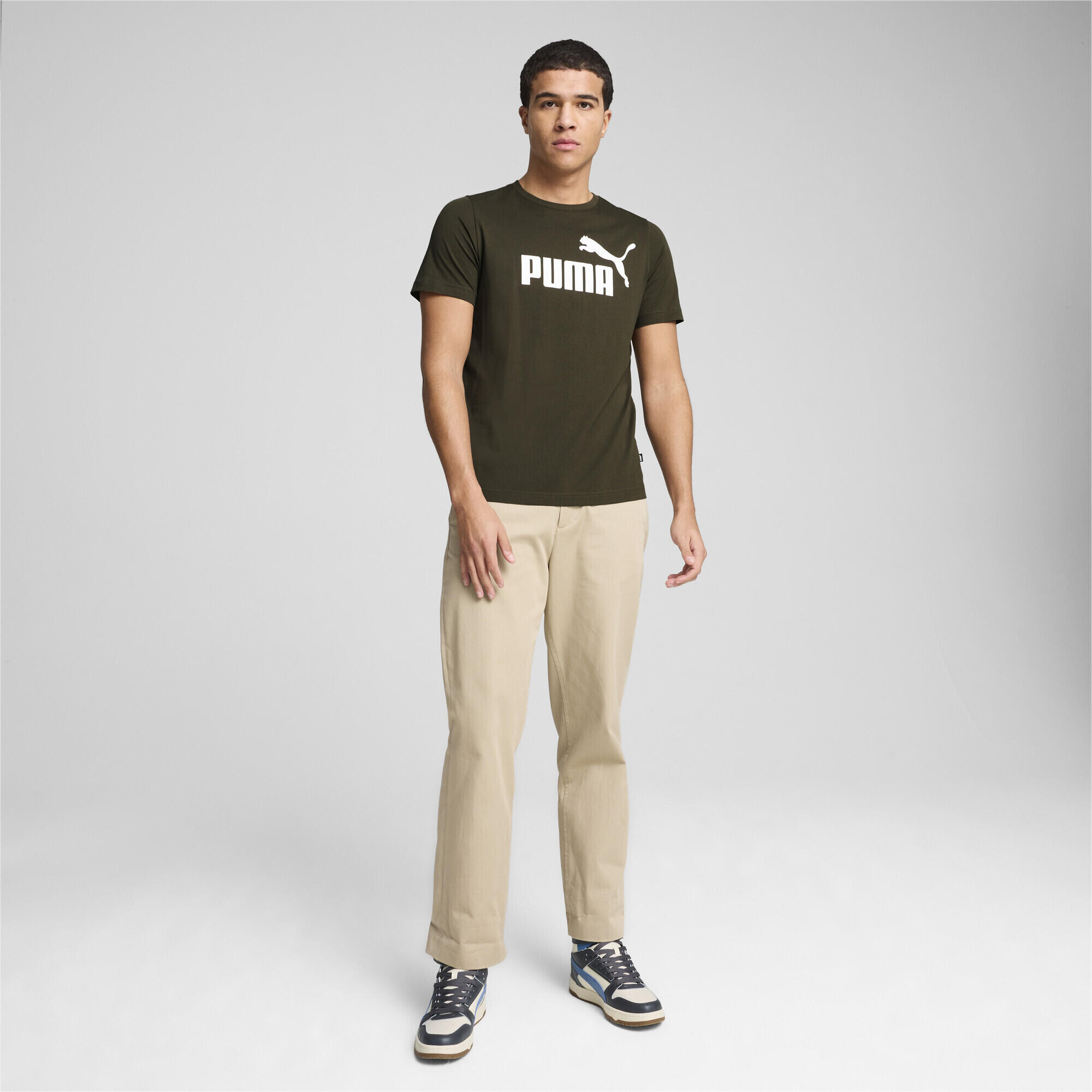Essentials Logo T-Shirt Herren PUMA Dark Olive Green 2/6