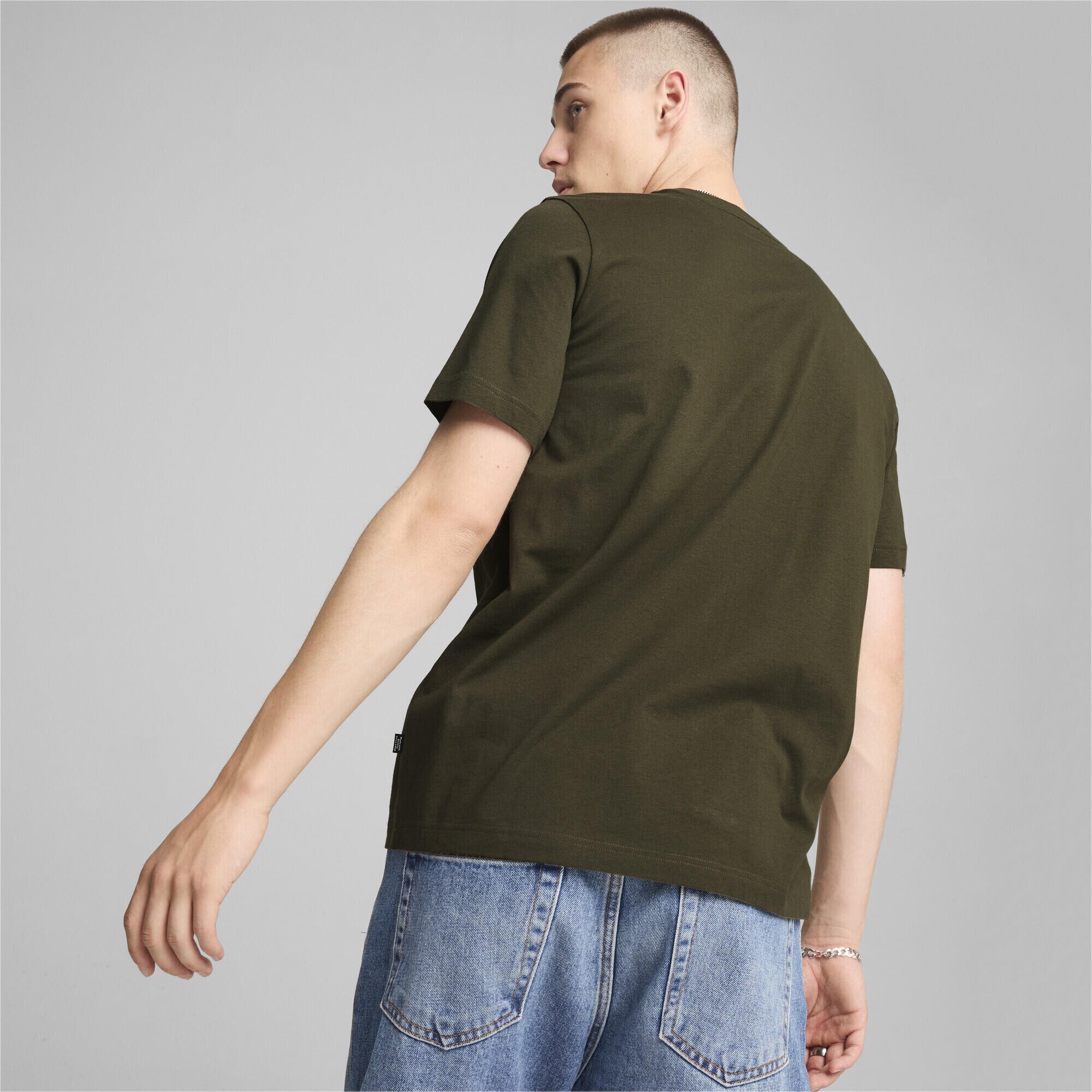 T-shirt Essentials+ Two-Colour Small Logo da uomo PUMA Dark Olive Green 6/7