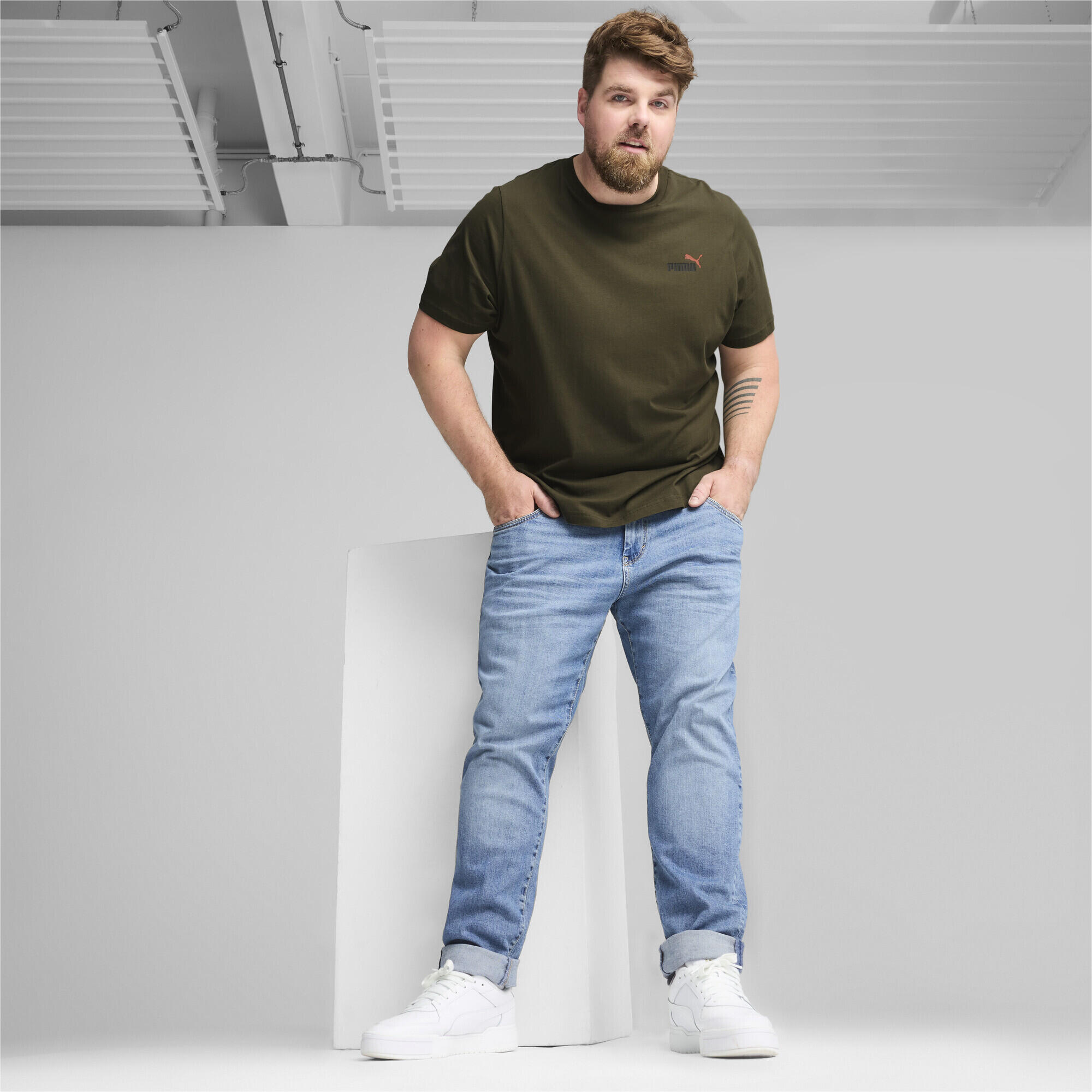 T-shirt Essentials+ Two-Colour Small Logo da uomo PUMA Dark Olive Green 5/7