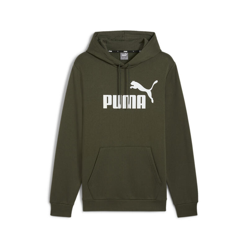 Férfi kapucnis pulóver - Essentials Big Logo PUMA Dark Olive Green