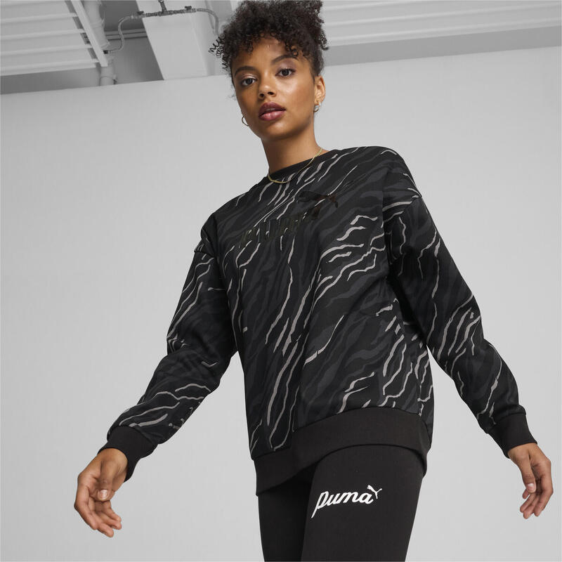 Sweat à imprimés et à col rond ESS+ ANIMAL Femme PUMA Black