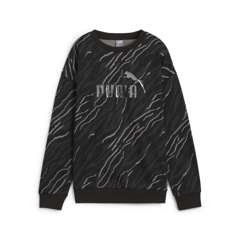 ESS+ ANIMAL top met ronde hals en print voor dames PUMA Black