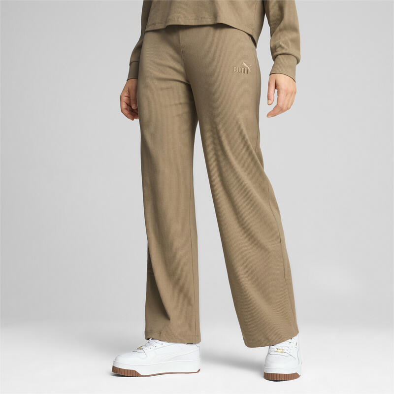 Pantaloni a gamba dritta ESS ELEVATED da donna PUMA Oak Branch Beige