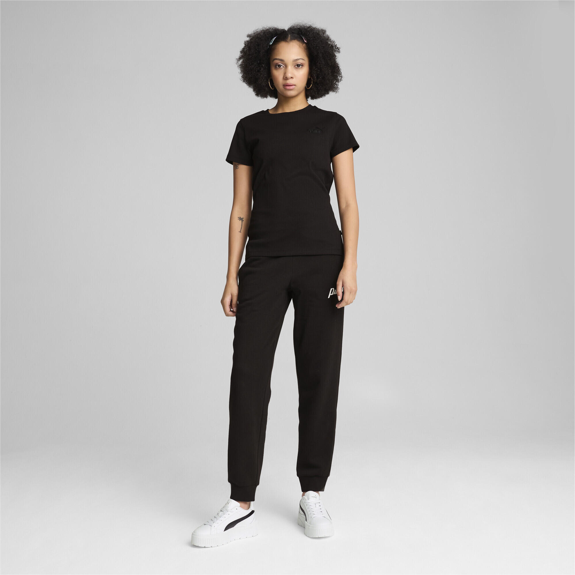 Damskie spodnie ESS+ Script PUMA Black Gold Foil 2/7