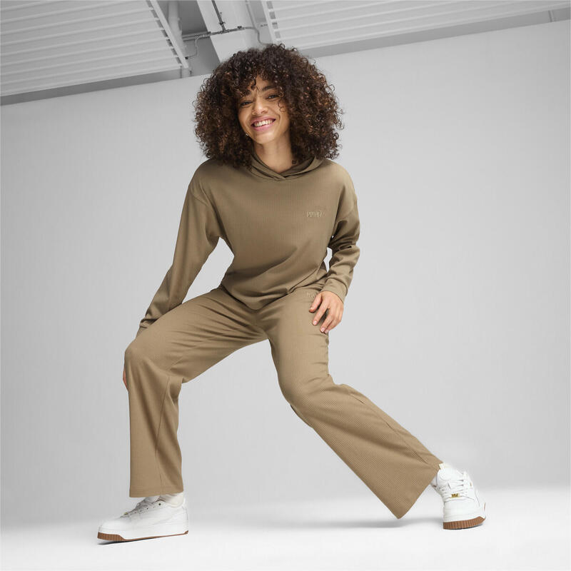 Pantaloni a gamba dritta ESS ELEVATED da donna PUMA Oak Branch Beige