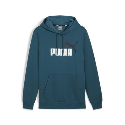 Essentials+ tweekleurige hoodie met groot logo voor heren puma cold green