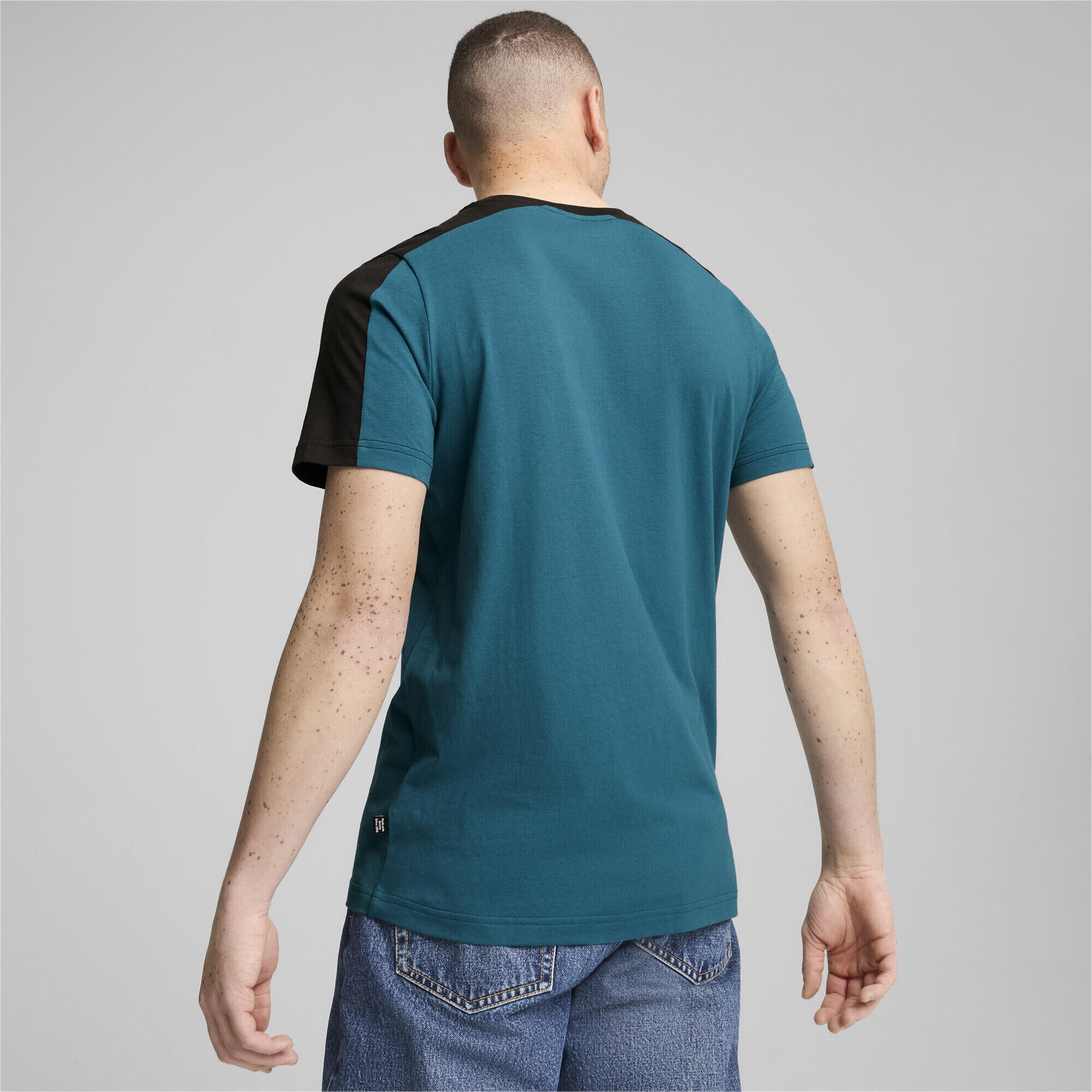 Camiseta Hombre Essentials Block Tape PUMA Cold Green 5/7