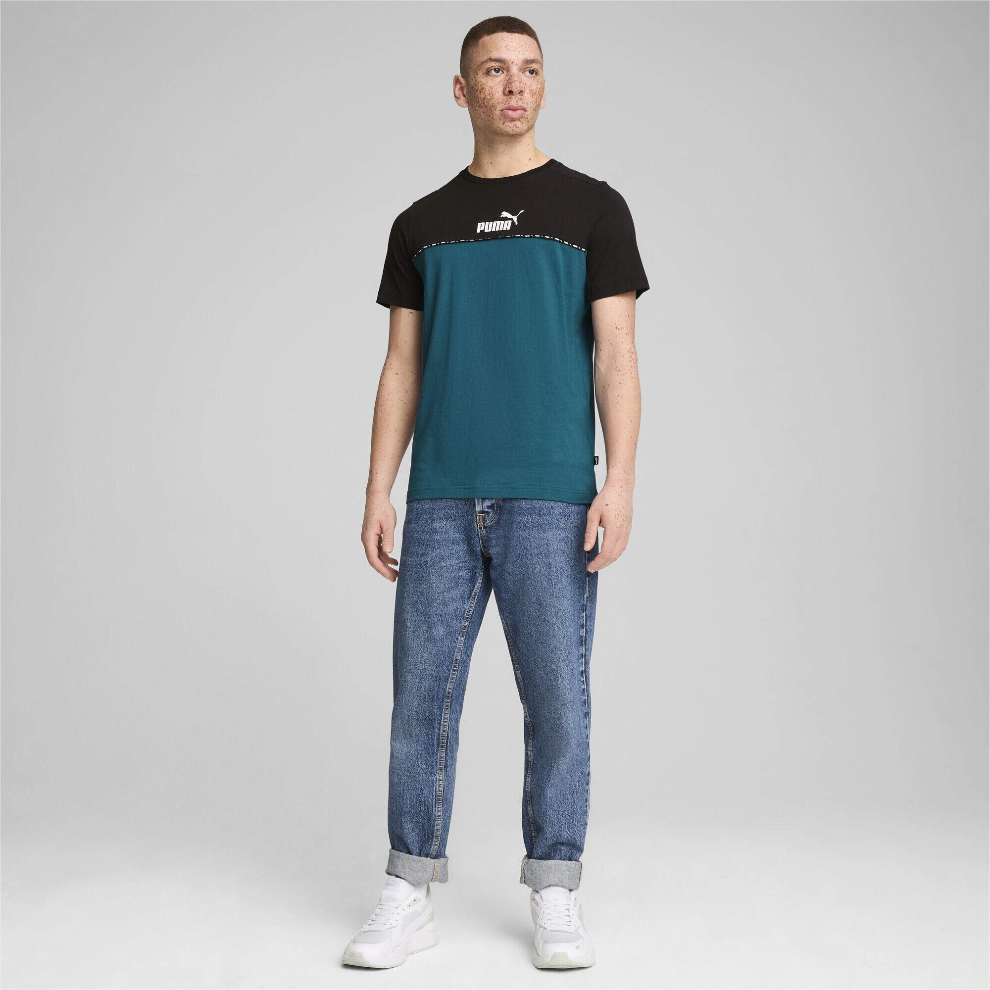 Camiseta Hombre Essentials Block Tape PUMA Cold Green 3/7