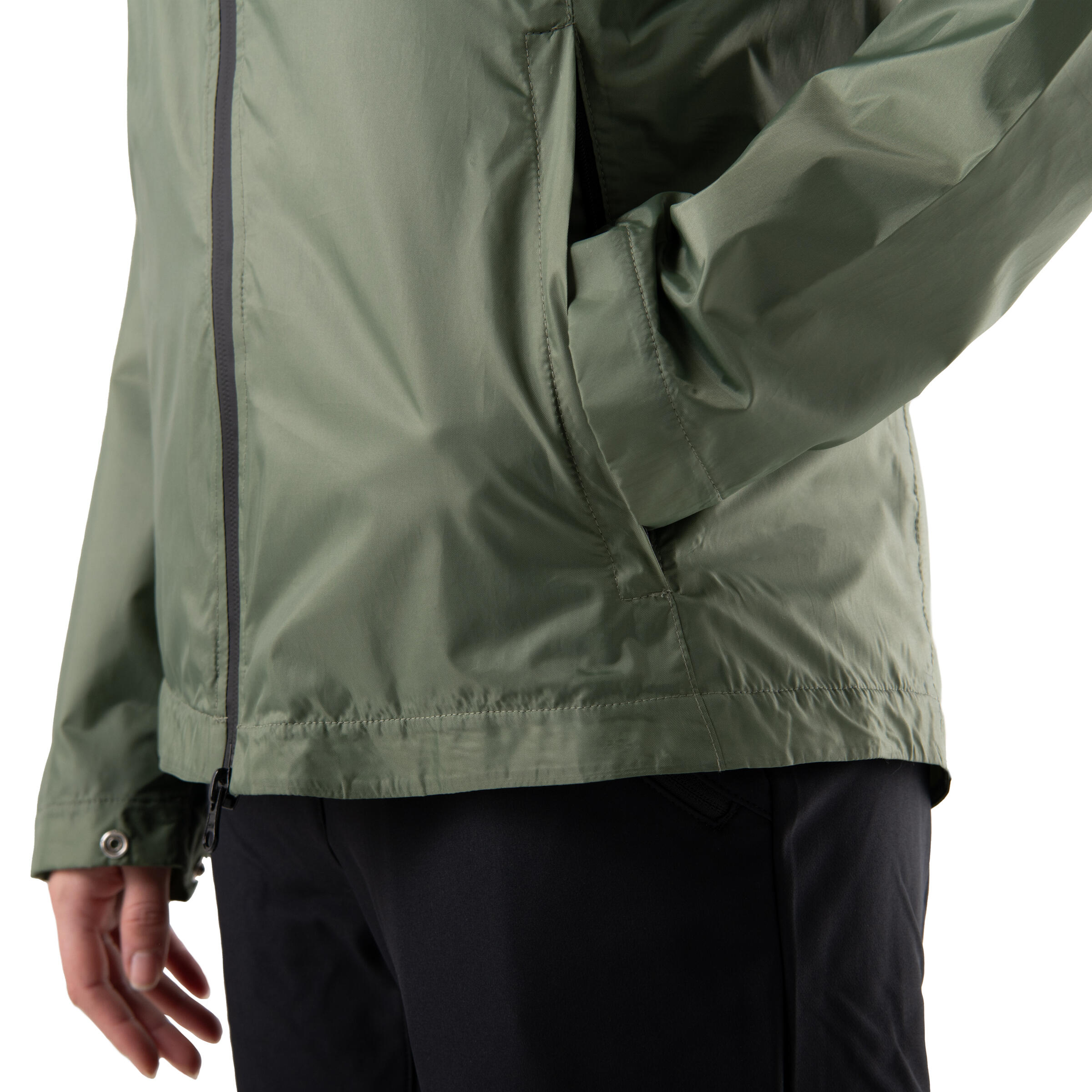 VESTE UPCYCLÉE IMPERMÉABLE ET COUPE VENT - SOFTSHELL KAKI FEMME 4/5