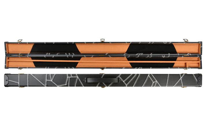 3/4 Snooker/Pool Cue Case CRAZY Patchwork DESIGN Black & White Stitch 3/3