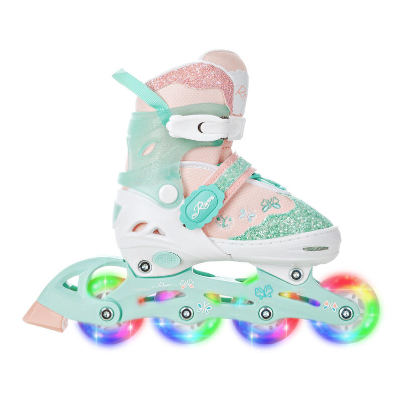 Verstelbare rolschaatsen 3in1 Lichtgevende LED wielen Mireia Mint/Beach