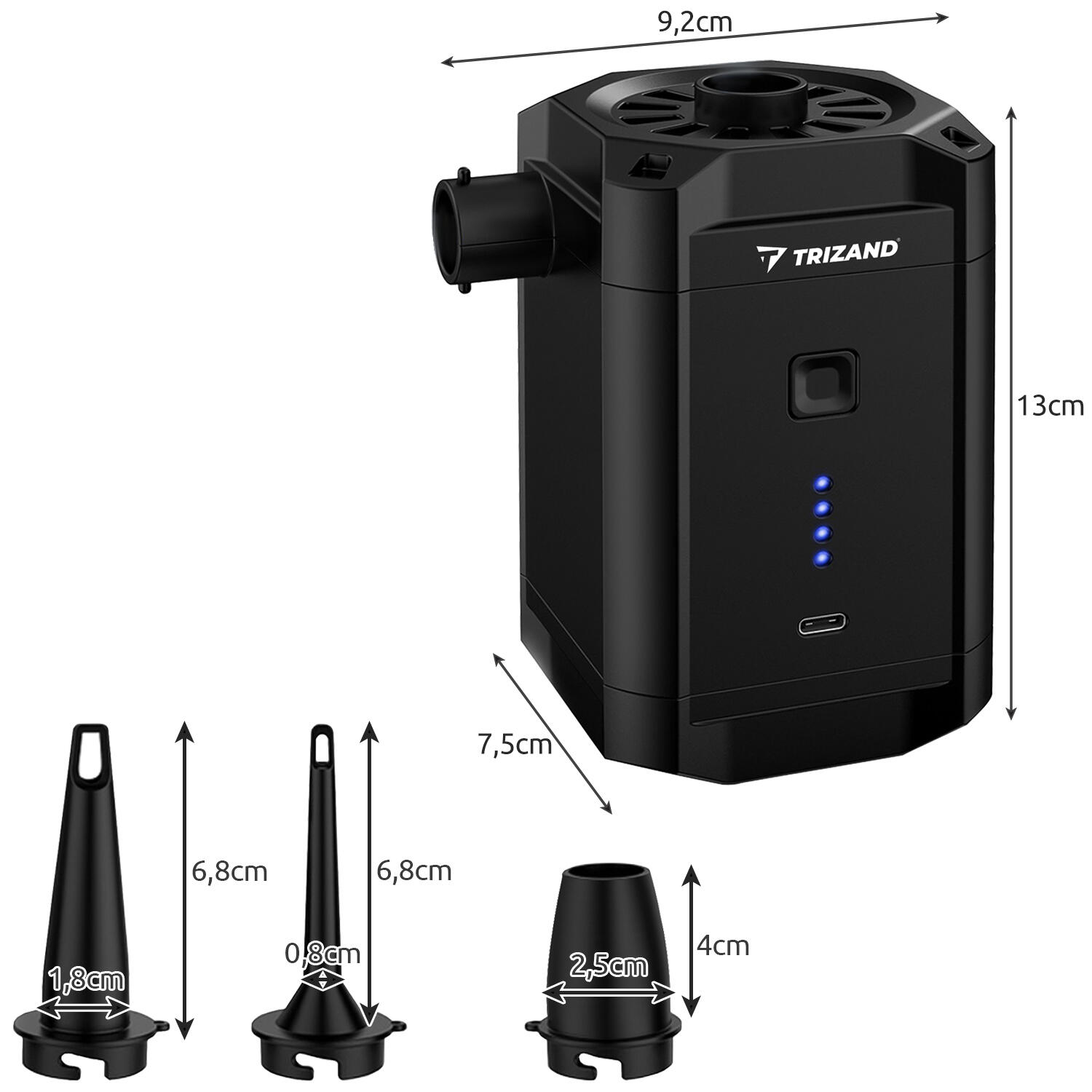 Akumulatorowa Pompka do Materaca Piłki Basenu Elektryczna USB + Końcówki 2/7