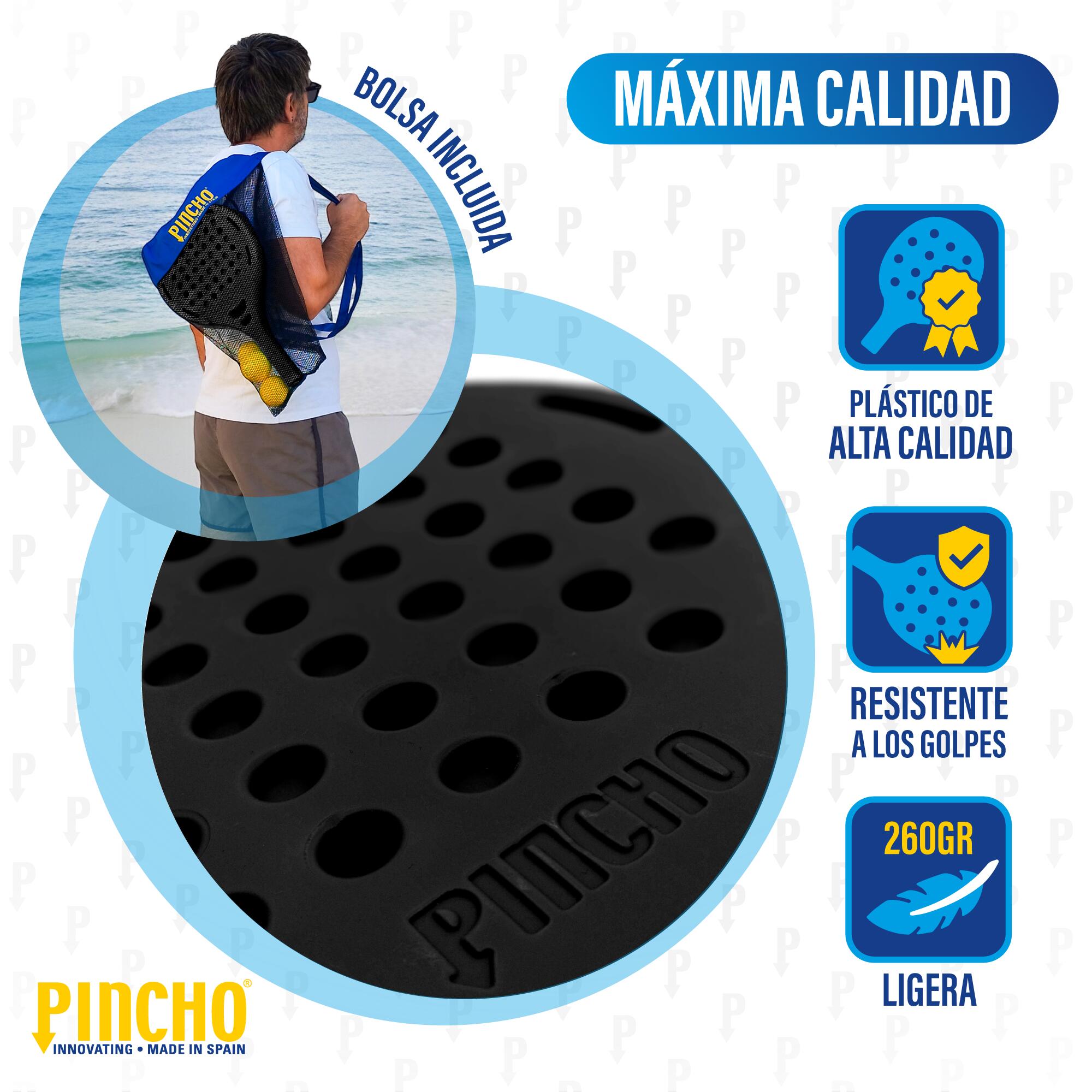 Palas de Pádel Playa, 2 Palas + 3 Pelotas EVA, Impermeables (negro+mochila) 2/5